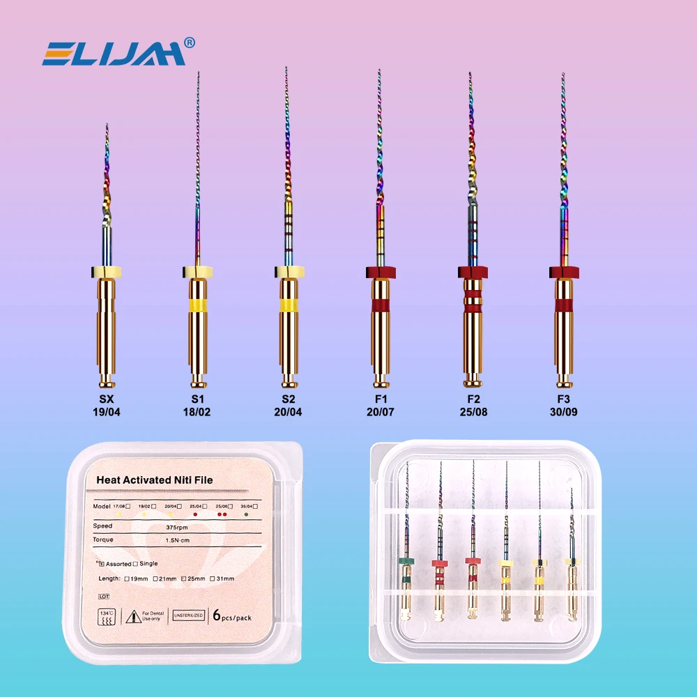 

6Pcs/box Dental Niti Rainbow Files Thermal Activation Files Engine Use Heat Activated Rotary Canal Root Files Dentistry Tools