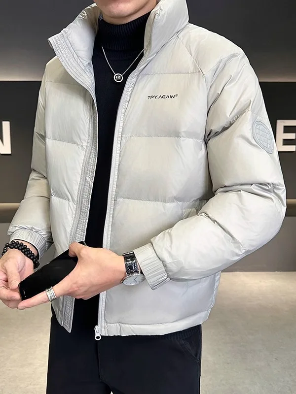 

Men's ort Puffer Jaet Stand Collar Thiened Casual Winter Warm Versatile Anti-Cold Outerwear Top Polyester Fiber