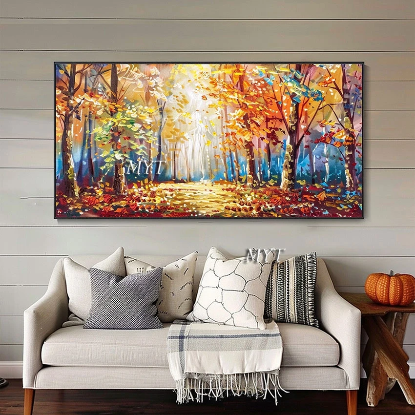 

Handmade Canvas Art Tree Scenery Acrylic Painting High Quality Large Size Showpiece For Home Decoration Living Room Wall Picture