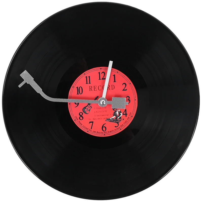 European Retro Nostalgic Ultra-Quiet Clock Vinyl Record Personality Wall Clock Cafe Bar Decorative Wall Clock