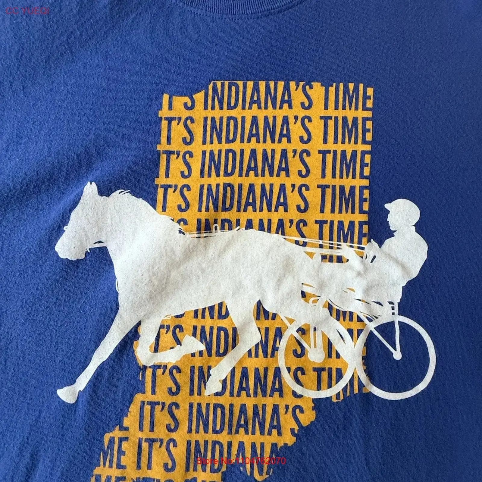 Camiseta Hoosier Park Casino Harness Racing Azul Masculina Tamanho XL Estilo Vintage Lavado Streetwear para Uso Diário