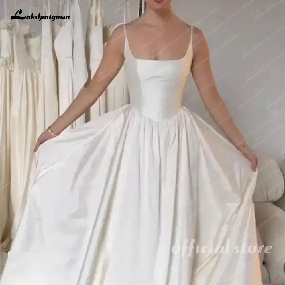 Lakshmigown Mikado Satin Wedding Dress Church Wedding Gowns New In 2025 Vestidos Long Beach Bridal Dress Square Customized