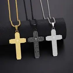 ZAKOL Trendy Cross Crucifix Bible Stainless Steel Necklaces For Women Men Gold & Silver Color Metal Clavicle Chain Jewelry
