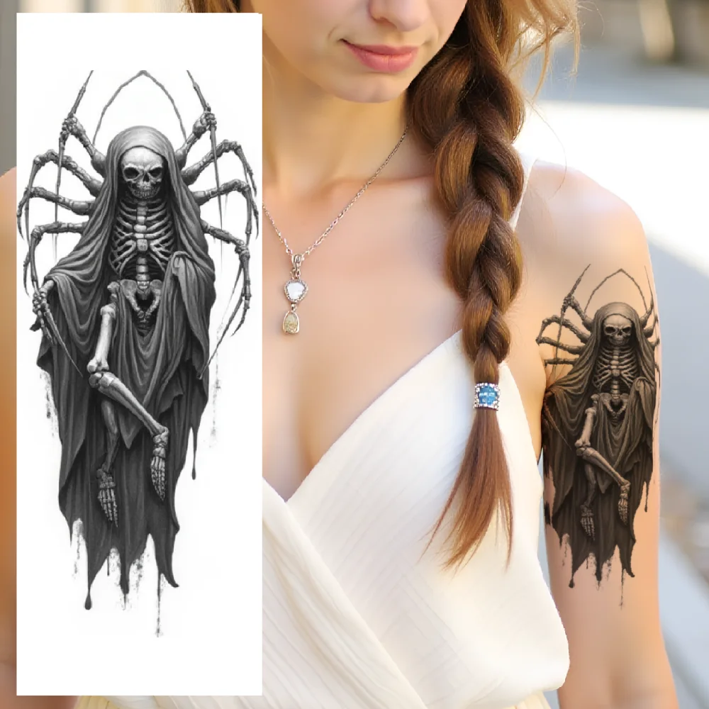 

3pcs Temporary Tattoo Dragon And Eclipse Black And Grey Realism Skull With Ram Skull With For Arms Thighs Women