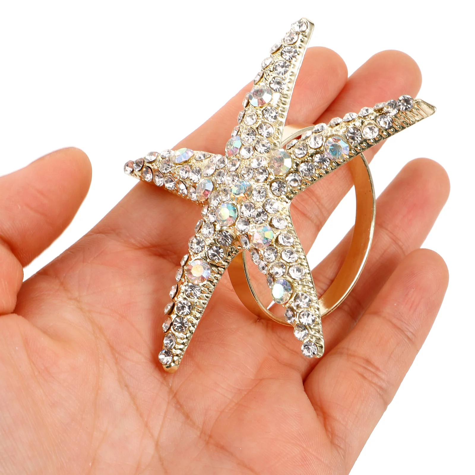 

4Pcs Table Napkin Decor Sea Star Inspired Metal Rings Alloy Buckles for Dining Hotel Decoration Supplies