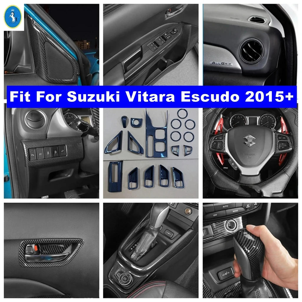 

Carbon Fiber Pillar A Speaker / Window Glass Lift / Steering Wheel Cover Trim Accessories For Suzuki Vitara Escudo 2015 - 2023