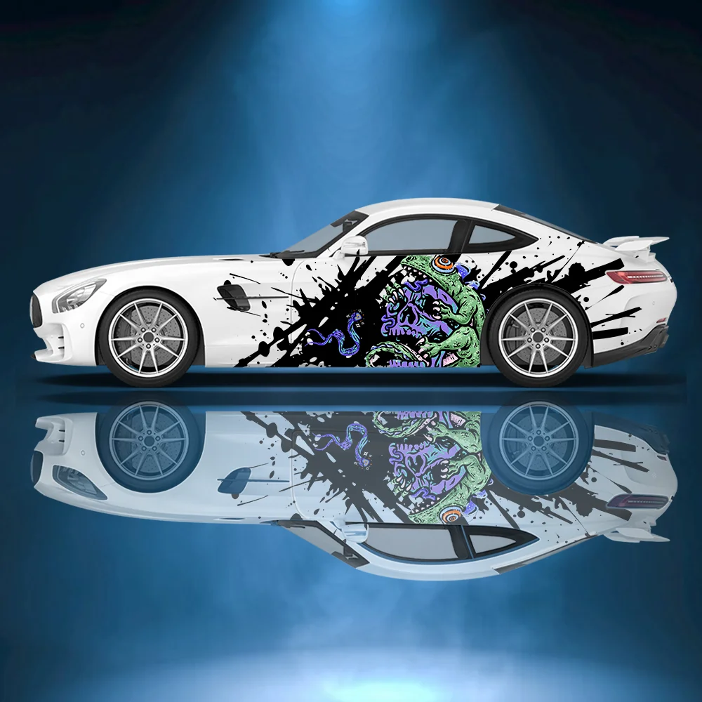 

Lizard Skull Colorful Car Vinyl Wraps Decal Self-adhesive PVC Sticker Suitable for Trucks SUV Decoration Auto Accessories Gift