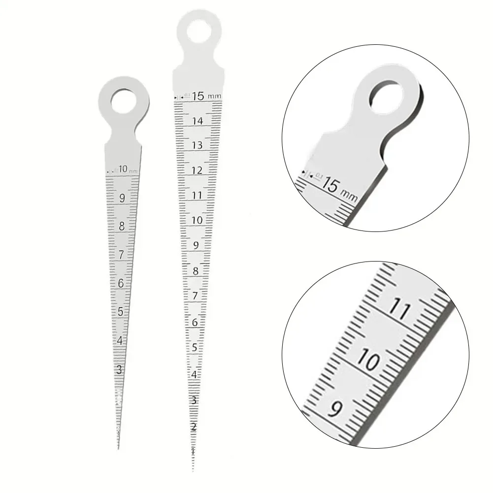 1-10/1-15mm Wedge Feeler Gap Hole Taper Gauge Stainless Steel Ruler Welding Inspection Taper Gauge Metric Imperial Measure TooL