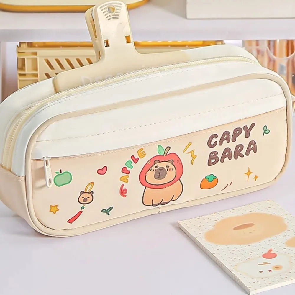 Pencil Case Capybara Stationery Bag Large Capacity Desktop Storage Large Capybara Pen Bag Animals Capibala Cartoon Pencil Bag