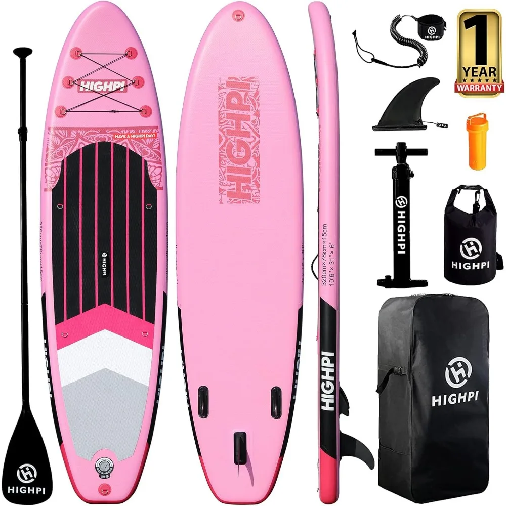 Inflatable Stand Up Paddle Board 10'6''/11' Premium SUP W Accessories & Backpack, Wide Stance, Surf Control,