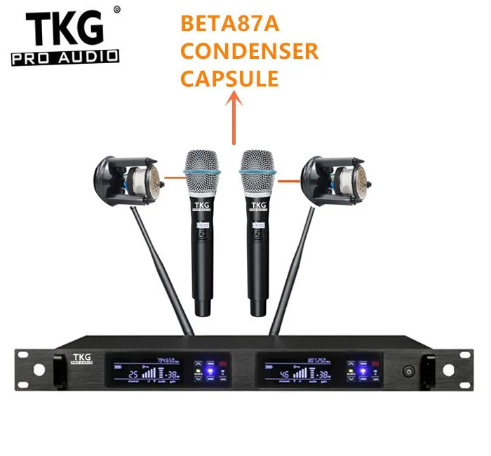 TKG True Diversity QLX-24D BETA87 condenser headset lavalier microfono performance stage wireless microphone professional uhf