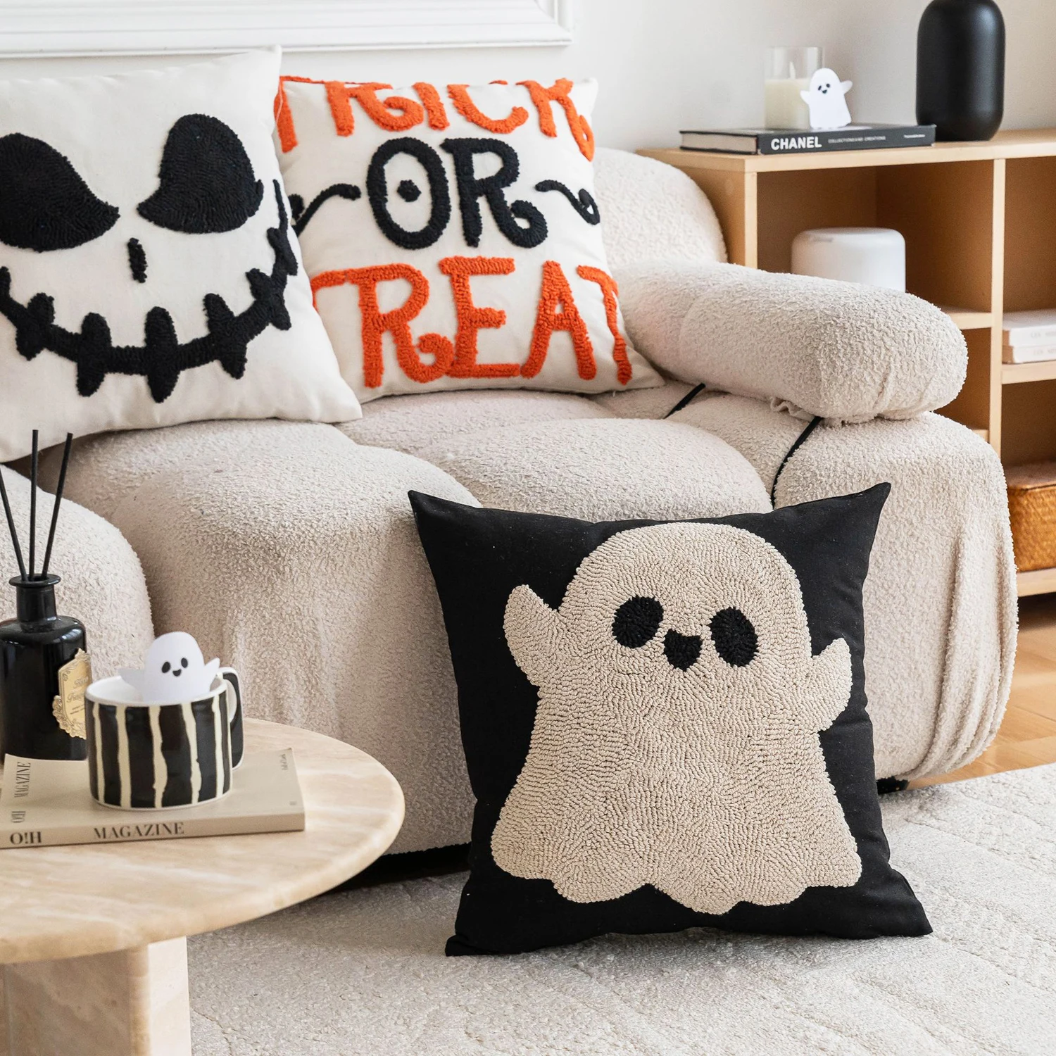 Battilo Halloween Decorative Pillow Cover Orange Pumpkin Cushion Case for Sofa Couch Linen Cotton Pillowcase for Home Fall Decor
