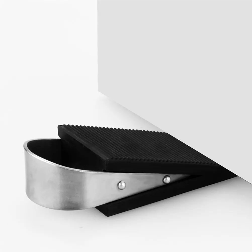 1Pcs Premium Wedge Shaped Door Stopper High Strength Rubber with Stainless Steel Sheet Metal for Bedroom Living Room Finger
