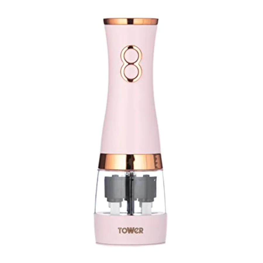 

Electric Salt and Pepper Mills Battery Operated with Adjustable Ceramic Grinders Pink and Rose Gold