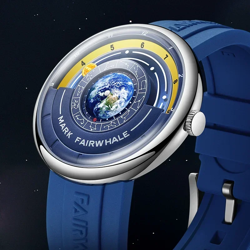 Fairwhale Watches for Man 5700 Mens Watch Fashion Planet Design Dial Silicone Strap Waterproof Quartz Wristwatches Reloj Hombre