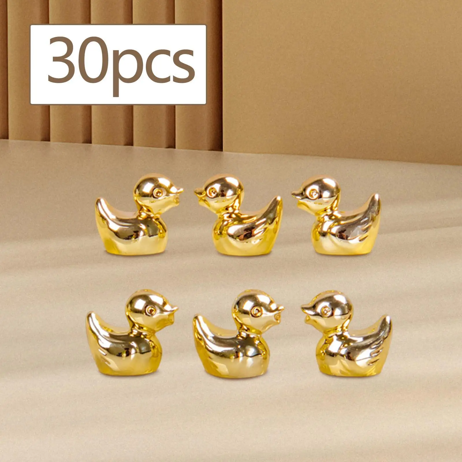 30 Pieces Gold Duck Figurines Mini Duck Set for Office Home Living Room