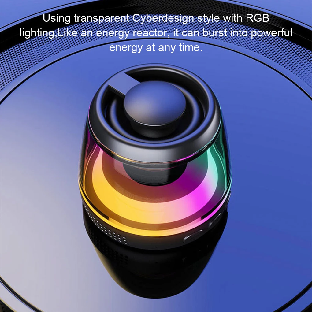 Leitor de MP3 com base de sucção magnética alto-falante 5W e alto-falante de bolso com luz ambiente RGB Mini alto-falante