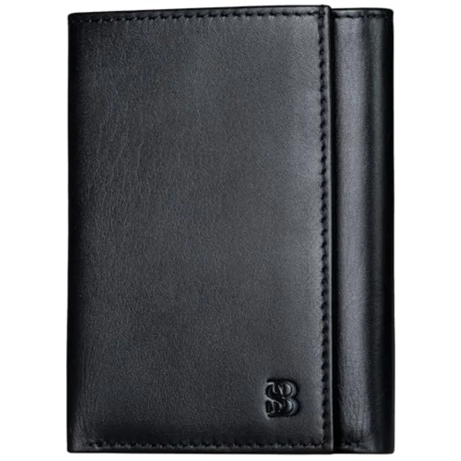 Trifold Wallet for Men - RFID Blocking Genuine Leather, 11 Card Slots and ID Window, Slim Everyday Carry, Durable Stitching, Gi