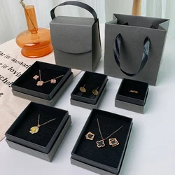 Gray Black Jewelry Packaging Box Ring Earrings Necklace Pendant Suspension Storage Organizer Paper Fashion Gift Case Wedding