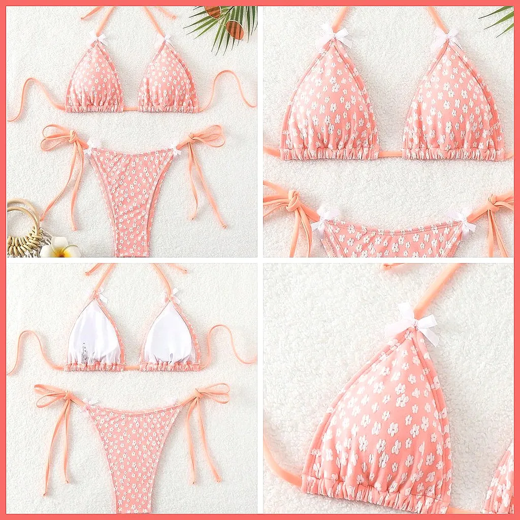 

Sexy Brazilian Bikini Set 2025 with Bow, Women's Two Piece Swimwear for Beach Pool Bathing