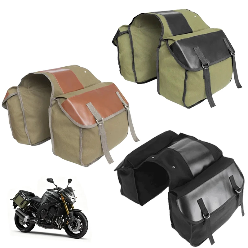 

Motorcycle Saddlebag Luggage Bags Waterproof Canvas Stroage Bag For Honda shadow For Suzuki dr 650