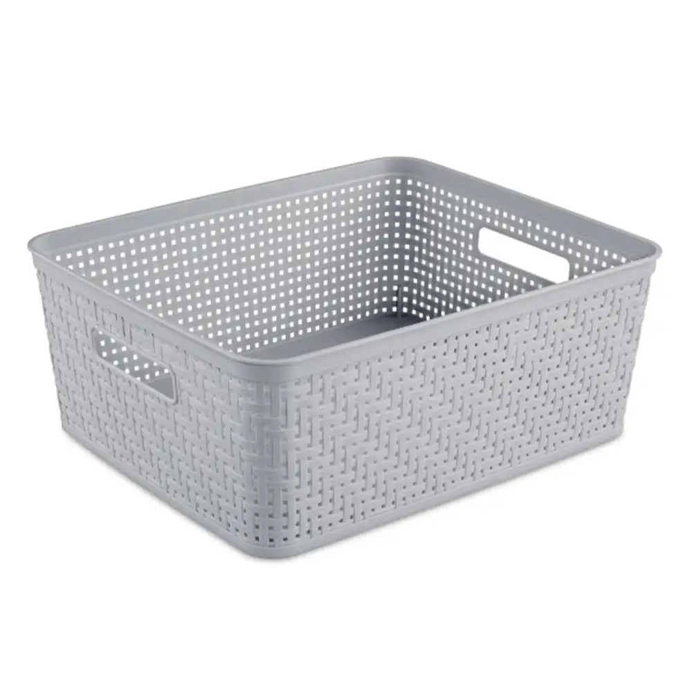 Bacs de rangement en plastique, lot de 12 bacs d'organisation, motif de tissage, seau idéal pour les médicaments, la buanderie