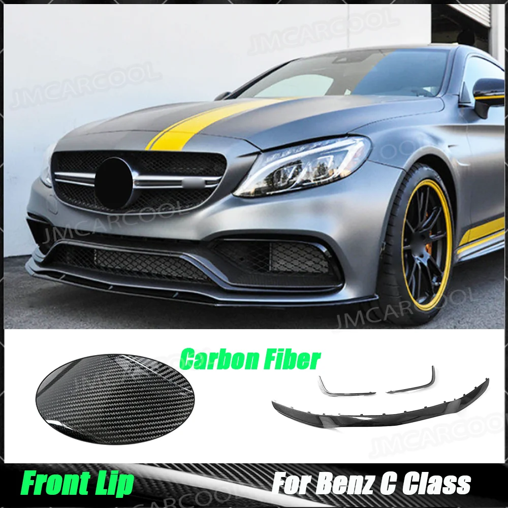 

Carbon Fiber FRP Front Bumper Mid Lip Spoiler For Mercedes Benz C Class W205 C63 AMG S C180 C200 C260 Sedan 15-17