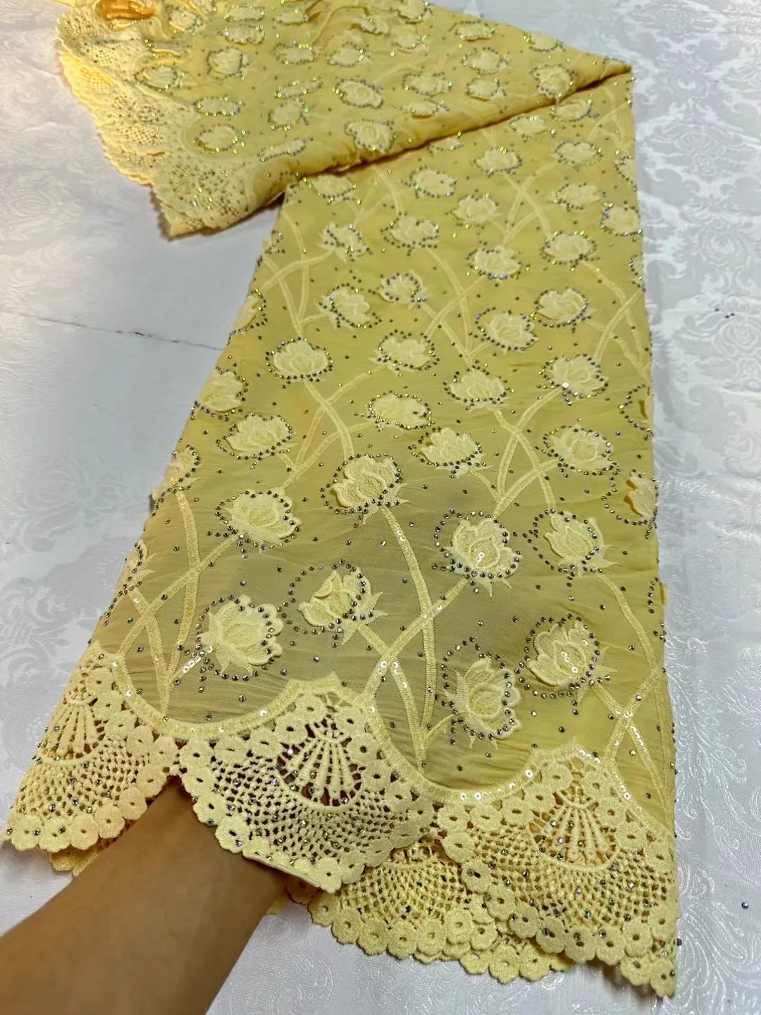 2024 Lastest High Quality African Cotton Lace Fabric with Stones New Style Swiss Voil Nigerian For Women Evening Party  JL376