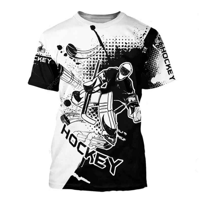 hockey  3D Printing T Shirt Man Summer O-Neck Short Sleeve Oversized Top Casual Tee Loose Streetwear Harajaku