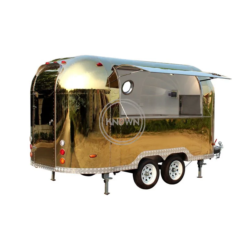 OEM KN-BT-400B สแตนเลสมือถือรถพ่วงอาหารรถเข็นพิซซ่ากาแฟเบียร์ kiosks ฮอตดอกไอศครีมรถตู้รถบรรทุกสนับสนุน towab