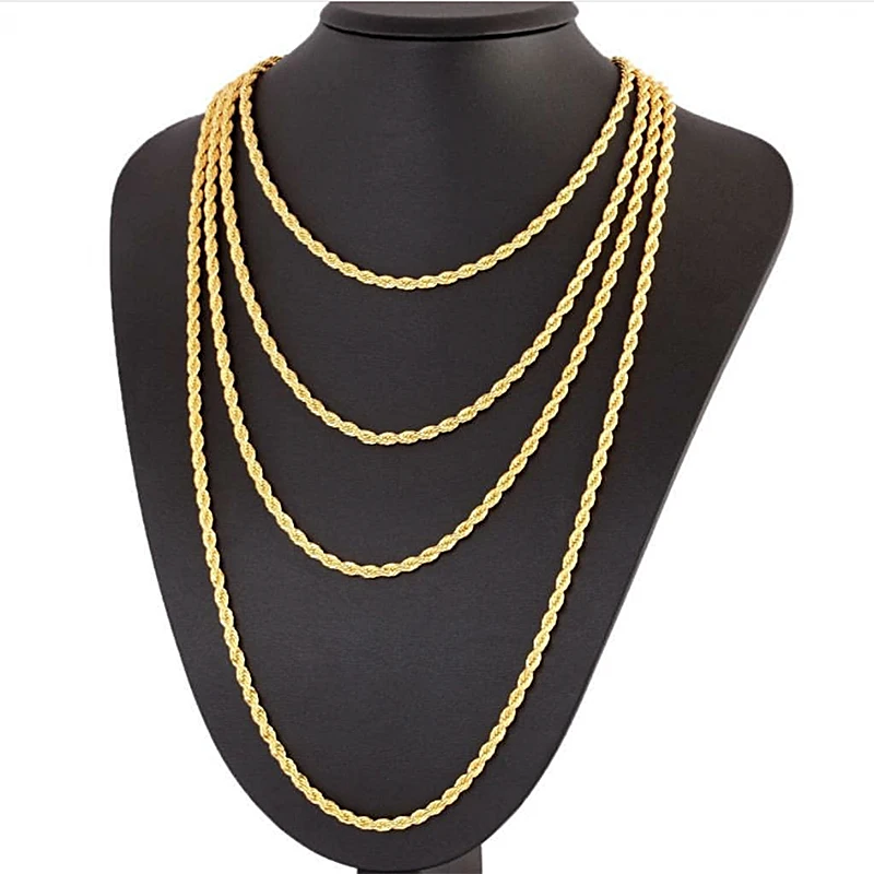 Arabic Dubai Gold Plated Chain Necklace Handmade Twisted Singapore Chain Unisex Necklace Luxury Gifts for Women DIY Metal Chain