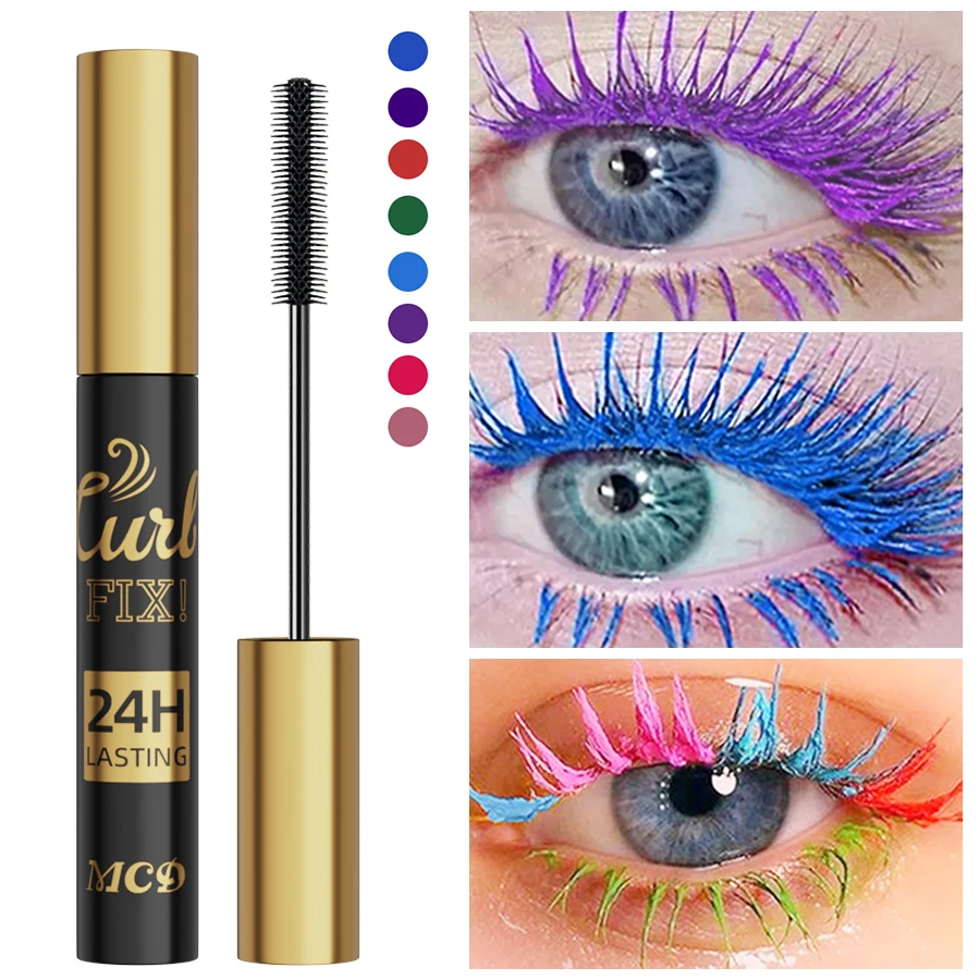 5D  Waterproof  Mascara Vibrant  9 Color-Lasting Curl Ink Formula -Eyeliner Extension  Blue Green Black Eye Makeup Cosmetic