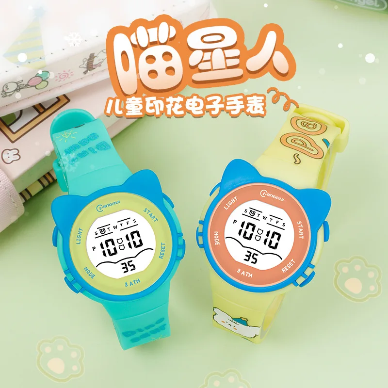 Minimalist Print Sports Swimming Waterproof Alarm Clock Children's Watch Casual Silicone Strap Girl Clock Boy Watch Gift