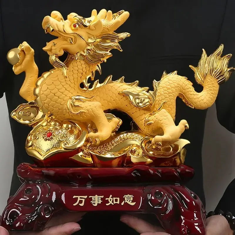 MOYU Chinese Feng Shui Dragon Ornaments To Attract Wealth Decoration Home Living Room Bedroom Office Figurines Gift