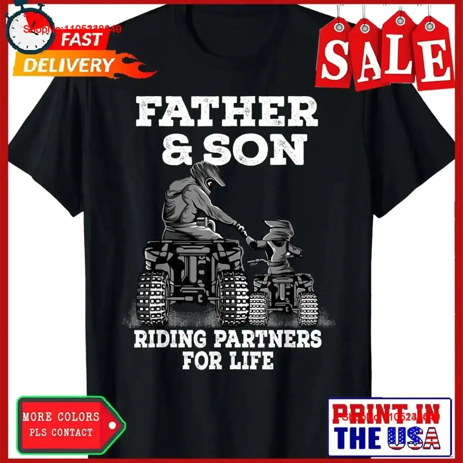 Quad Bike Father and Son Riding Partners For Life ATV T Shirt vintage Washed graphic Casual Soft Top Everyday Wear homme