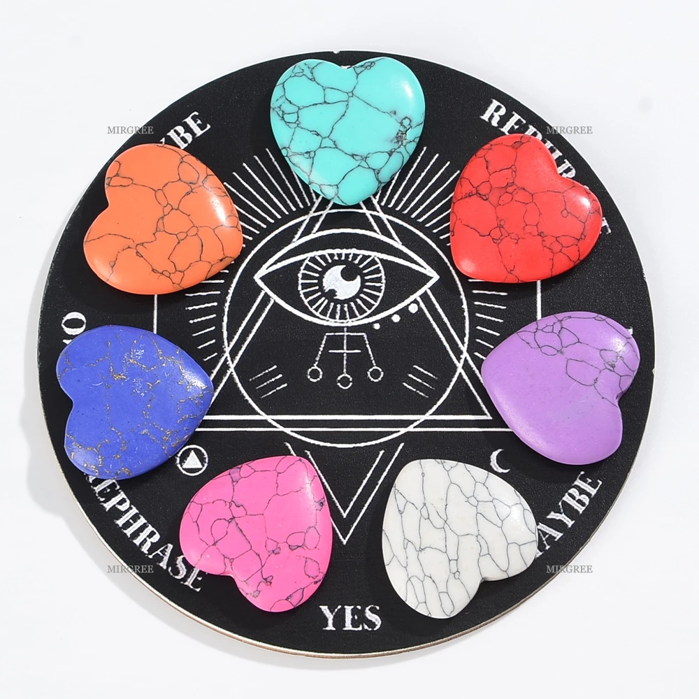 1/8/9 قطعة قلادة سبعة شقرا مع لوحة العرافة ومجموعة حجر على شكل قلب-مناسبة لأدوات العرافة اليومية #3