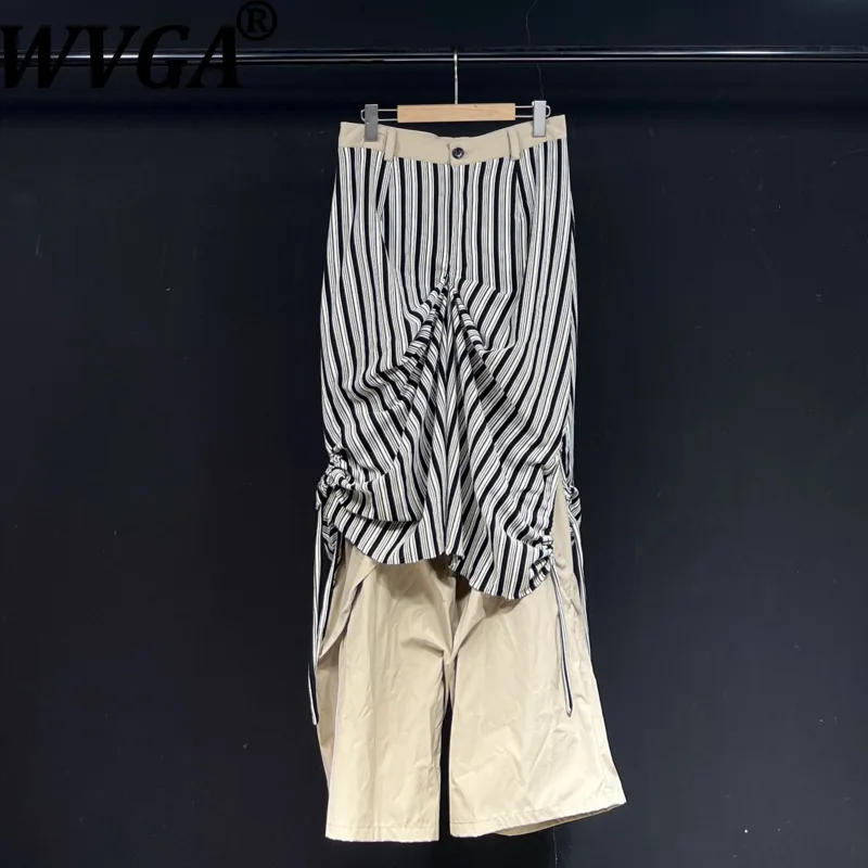 

WVGA Spring Autumn New Men's Tide High Street Striped Trendy Design Niche Chic Casual Loose Pleated Flared Pants Ins Y2K W12317