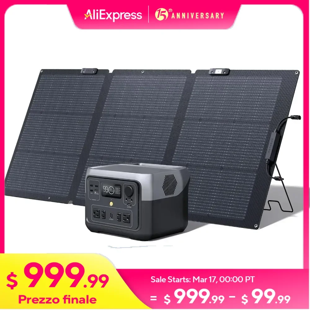 Solar Generator 512Wh Long-life LiFePO4 Portable Power Station& 160W Solar Panel, Camping & RVs 100% Charged in 60m