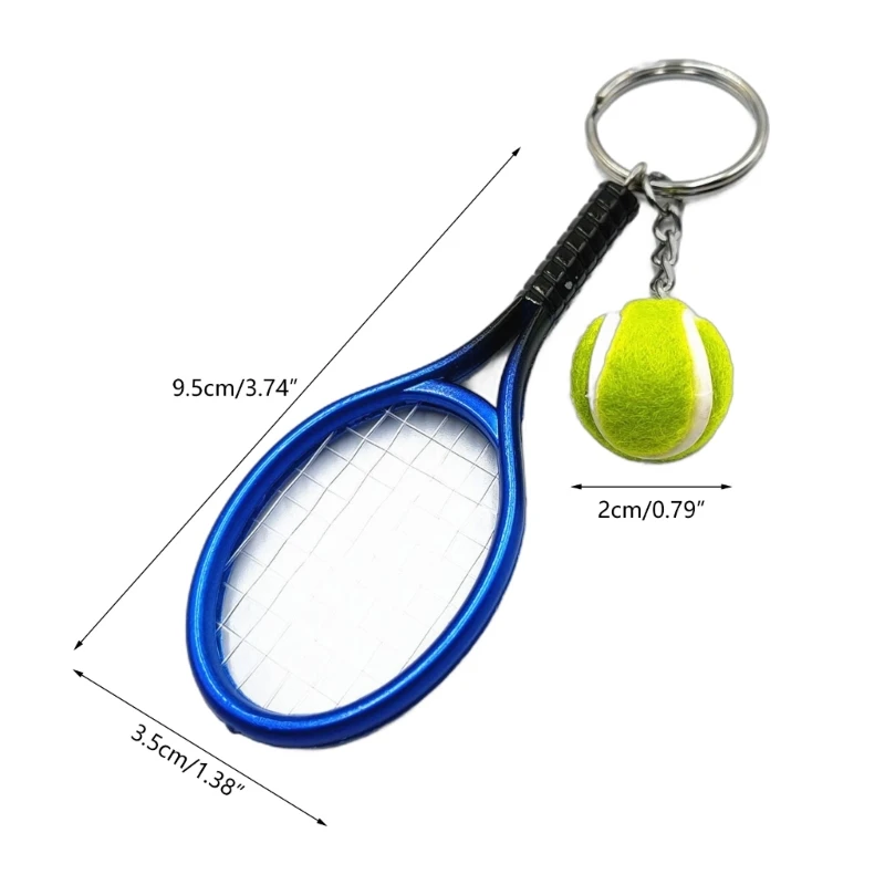 Key Holder Tennis Keychain Tennis Bat and Tennis Ball Pendant