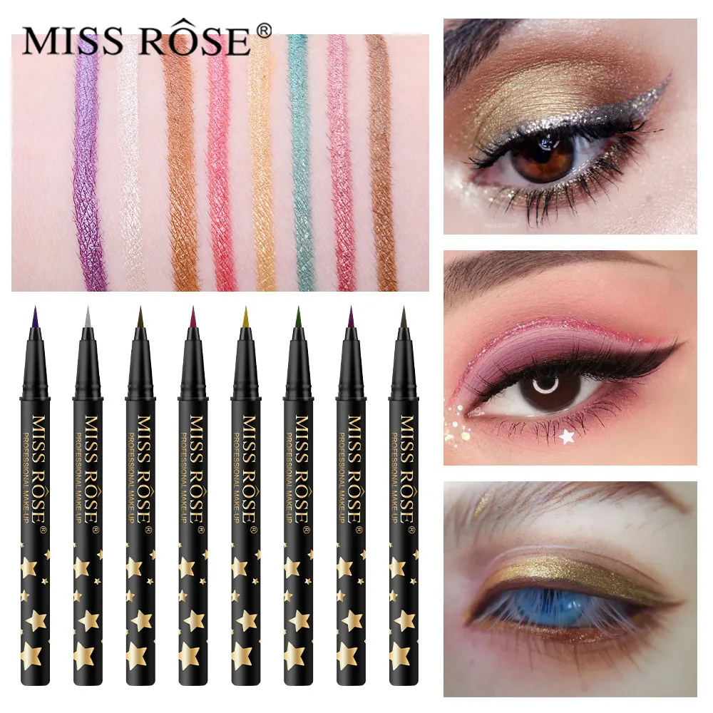 MISS ROSE Kleurrijke Zwarte Matte 24-uurs Vloeibare Eyeliner Pen Langdurige Make-up Niet-bloeiend Nauwkeurige Eyeliner Potlood Cosmetica