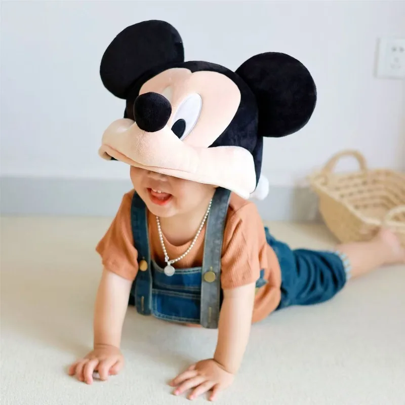 Disney Mickey Plush Hat Anime Cute Children Adult Party Birthday Gift Autumn Winter Plush Warm Christmas Hat Home Decoration