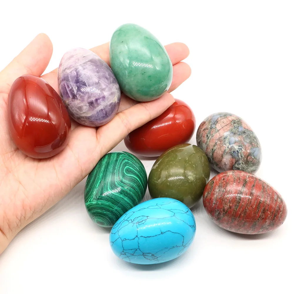 

34x49mm Crystal Egg Natural Stone Amethyst Quartz Massage Gemstone Energy Mineral Specimen Reiki Healing Crafts Home Decor Gifts