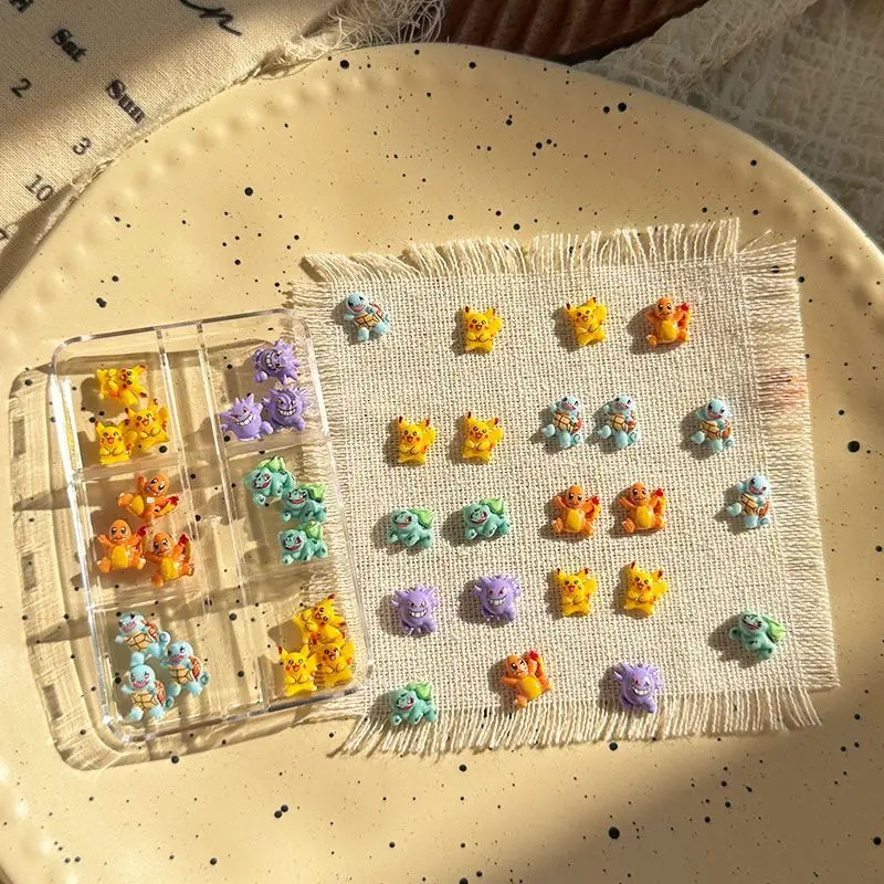 

Pokémon cartoon mini nail accessories, cute 3D Squirtle and Gengar resin DIY wearable nail decorations, fun gift for friends