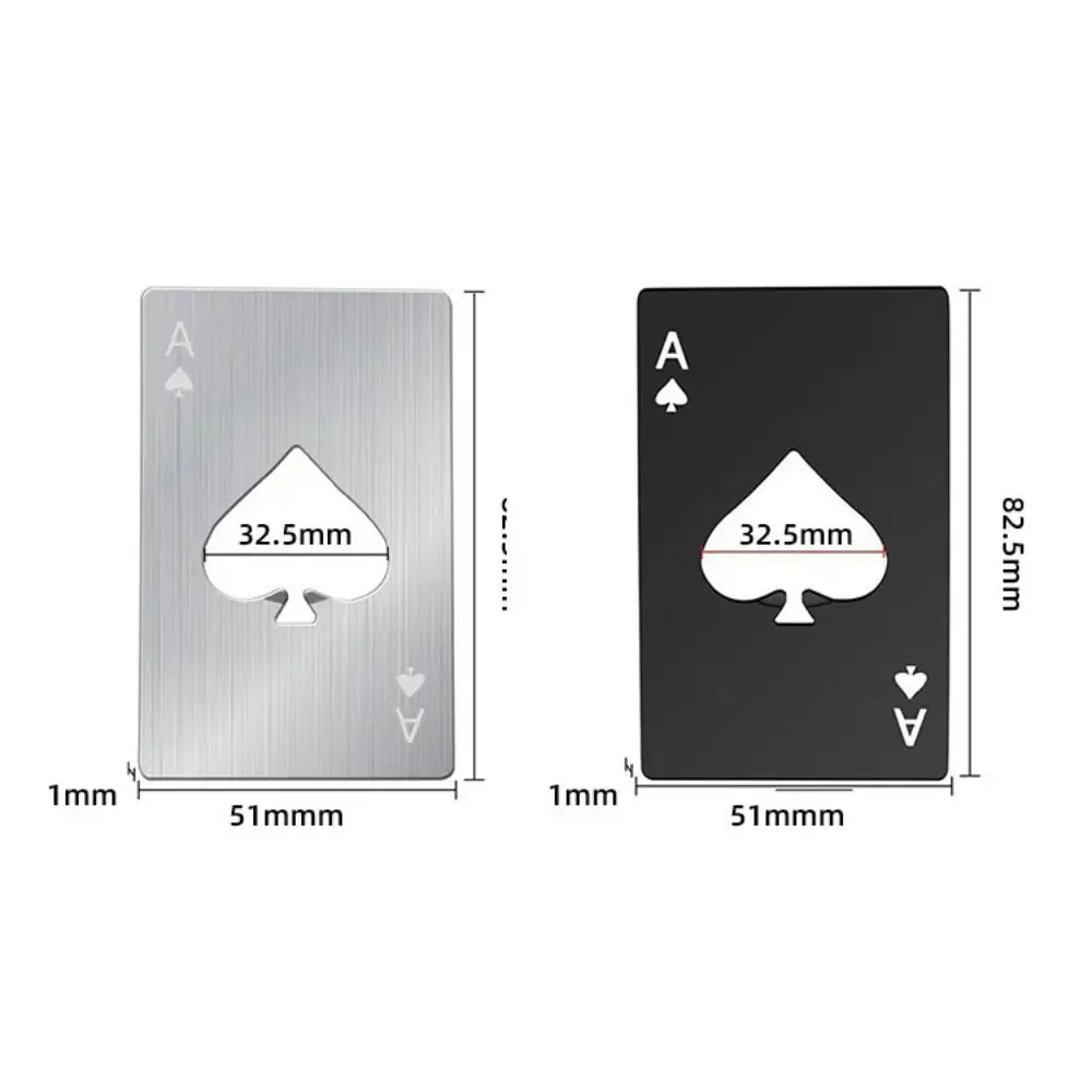 Stainless Steel Bottle Can Opener Silver/Black Spade A Wine Metal Opening Tool Credit Card Size Creative