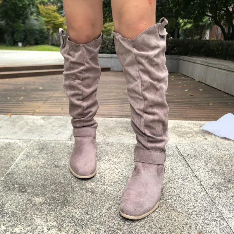 Autumn Winter Women's Boots Suede Womens High Boots Side Zip Comfortable Casual Shoes Trend Shoes for Women 2025 New Botas Mujer