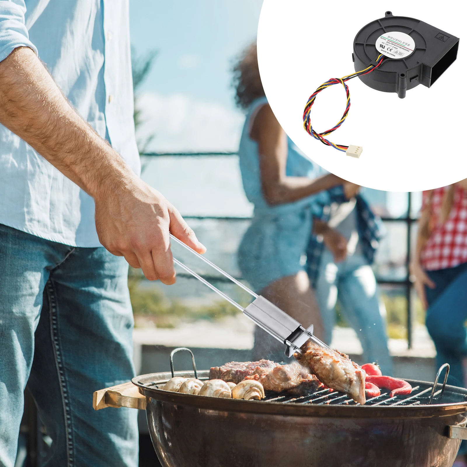 

12V 4-Wire Dc Turbo Blower Fan High Precision Long Life Double Ball Bearing Dissipation Grill Oven Furnace Air Cooler