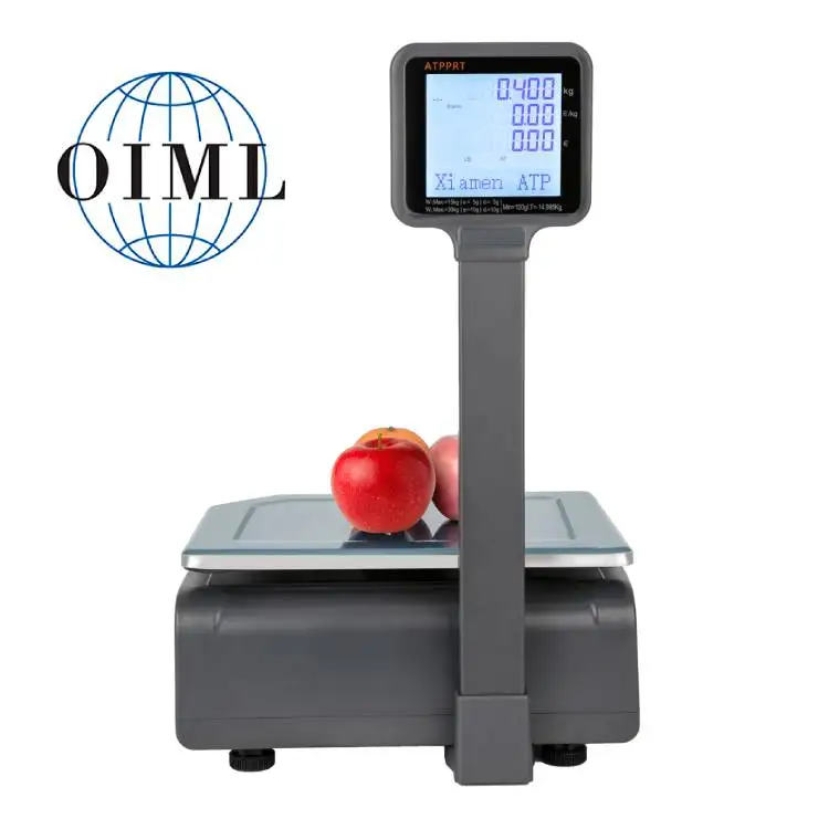 Digital Scale with Printer  Weighing Scale ATP SC15/30  Waterproof 15kg 30kg Digital Weighing Scale with Barcode Label Printer