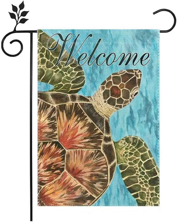 Turtle Welcome Garden Flag, Summer Beach Garden Flag, Vertical Double sided Outdoor Flag, Outdoor Lawn Decoration Beach Them yyi