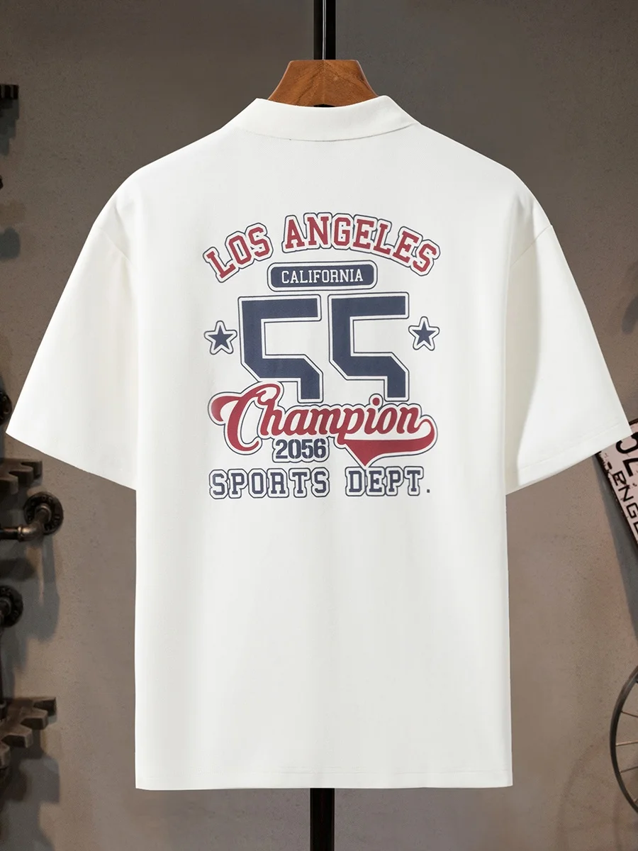 

Faionable Streetwear Printed irt Casual ort Sve Turn-down Collar Heavyweight Luxury Loose Fit Breathable Cotton...