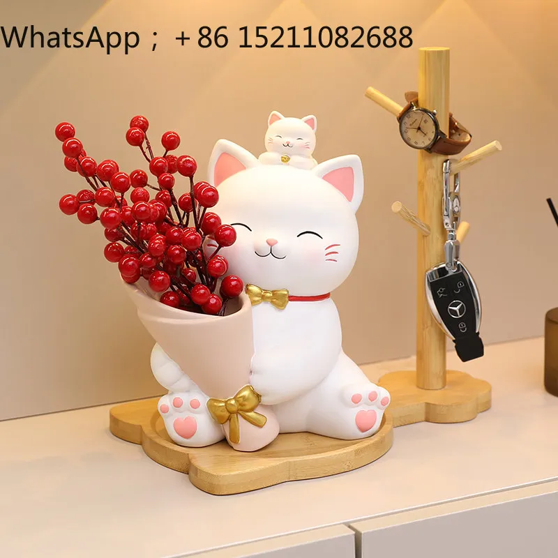 LLY bouquet lucky cat ornament living room TV wine cabinet opening housewarming gifts home decoration